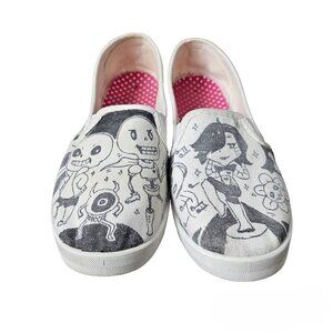 💥406 Custom Drawn Slip On Canvas Shoes